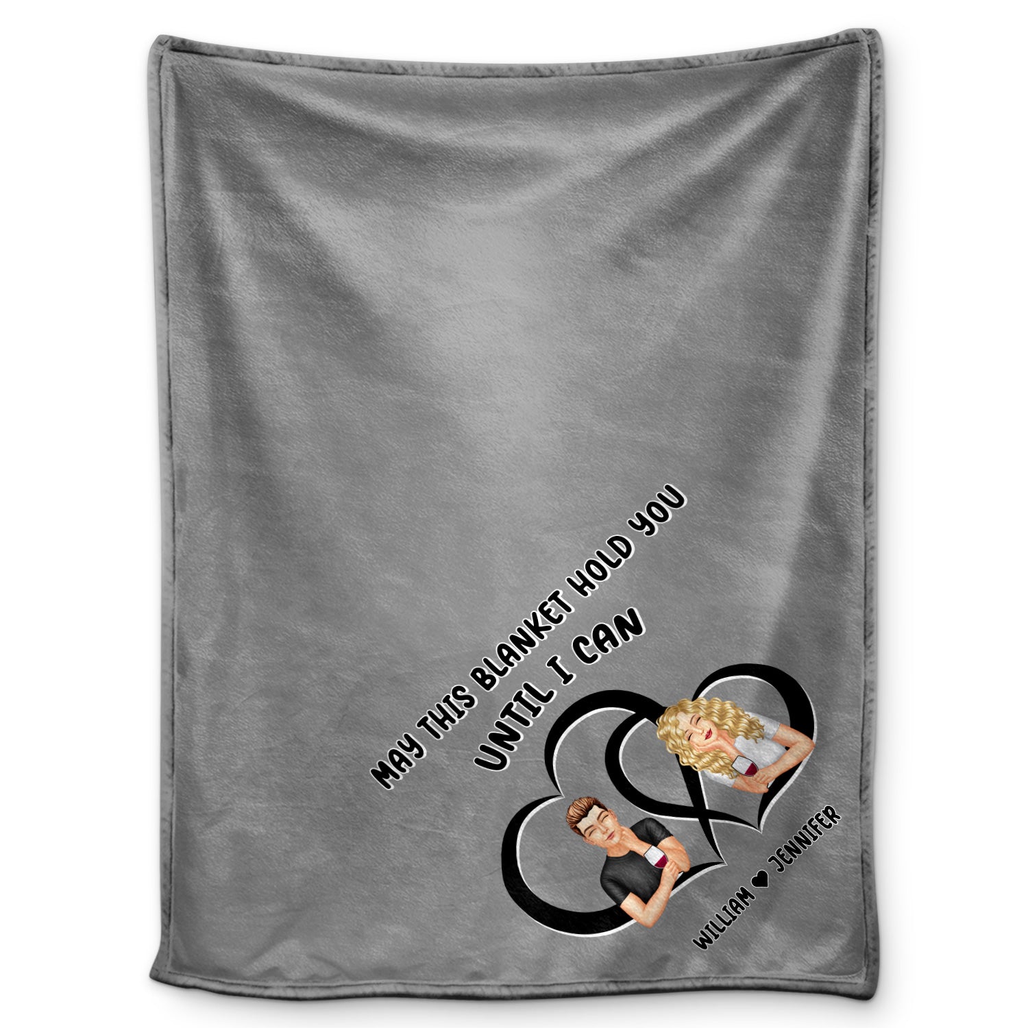 Long Distance Relationship Hold You Until I Can - Gift For Couples - Personalized Fleece Blanket