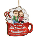 Christmas Couple Like Hot Chocolate & Marshmallow - Gift For Couples - Personalized Custom Shaped Wooden Ornament