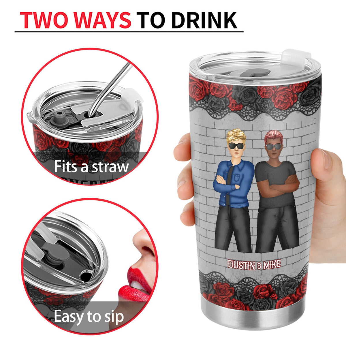 Congrats On Being My Bestie Black Rose - Gift For Bestie - Personalized Tumbler