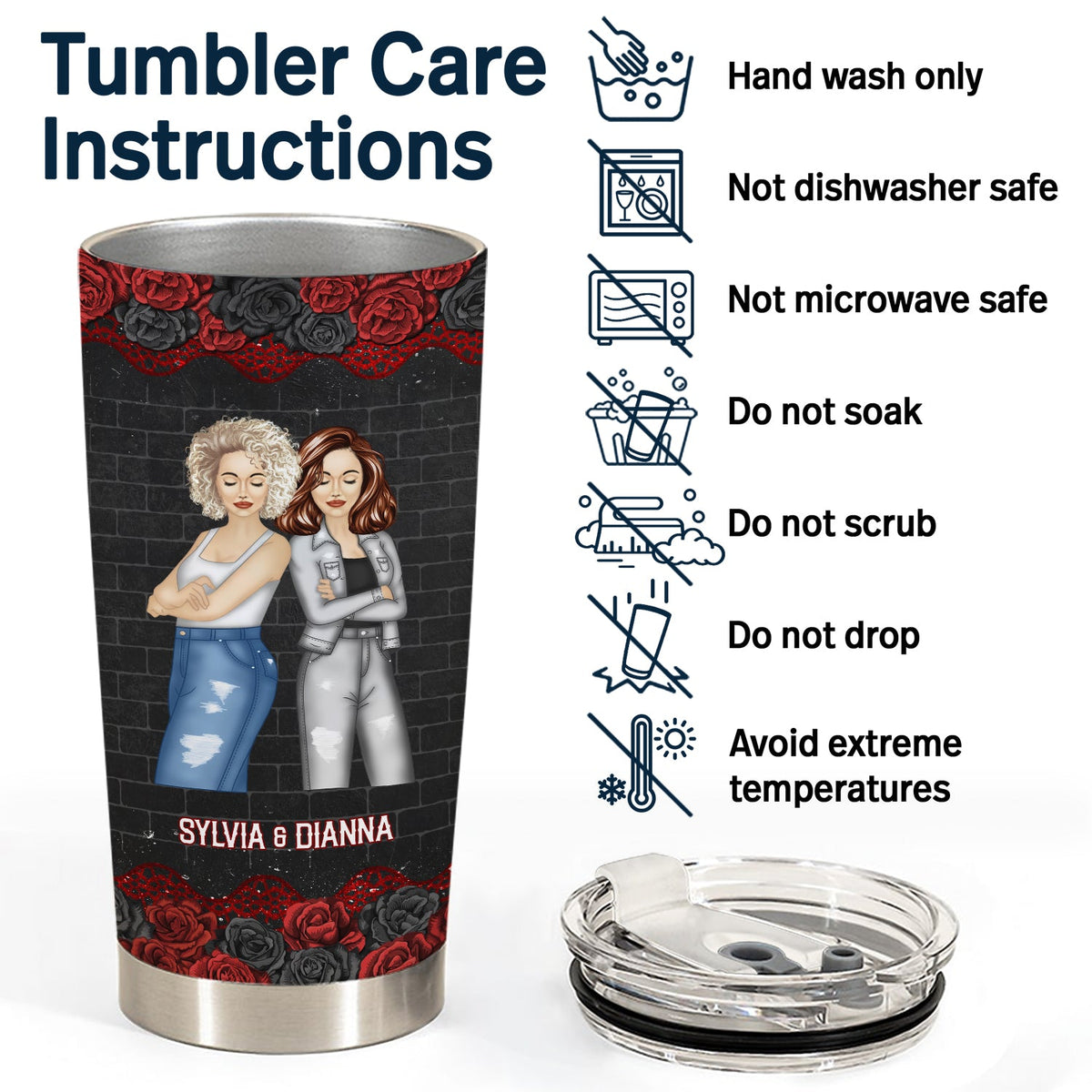 Congrats On Being My Bestie Black Rose - Gift For Bestie - Personalized Tumbler