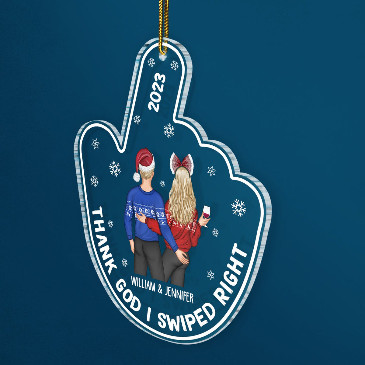 Started With A Swipe Right - Christmas Gift For Couples - Personalized Custom Shaped Acrylic Ornament