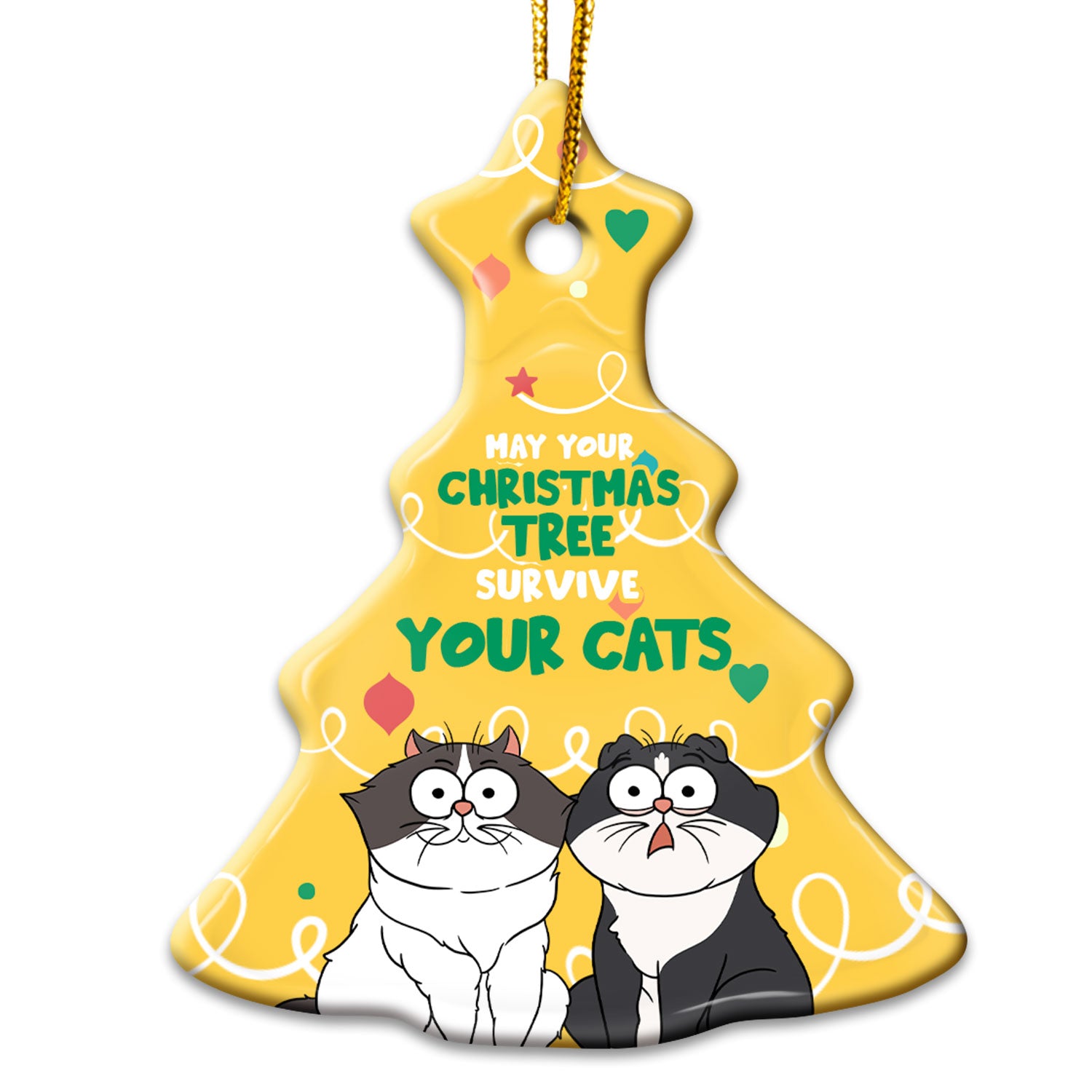 May Your Christmas Tree Survive - Gift For Cat Lovers - Personalized Tree Ceramic Ornament