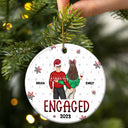 Married Engaged - Gift For Couples - Personalized Combo Circle Ceramic Ornament Set