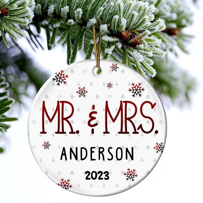 Married Engaged - Gift For Couples - Personalized Combo Circle Ceramic Ornament Set