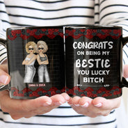 Black Rose Fashion Félicitations pour être devenue ma meilleure amie - Cadeau pour meilleure amie - Mug noir personnalisé