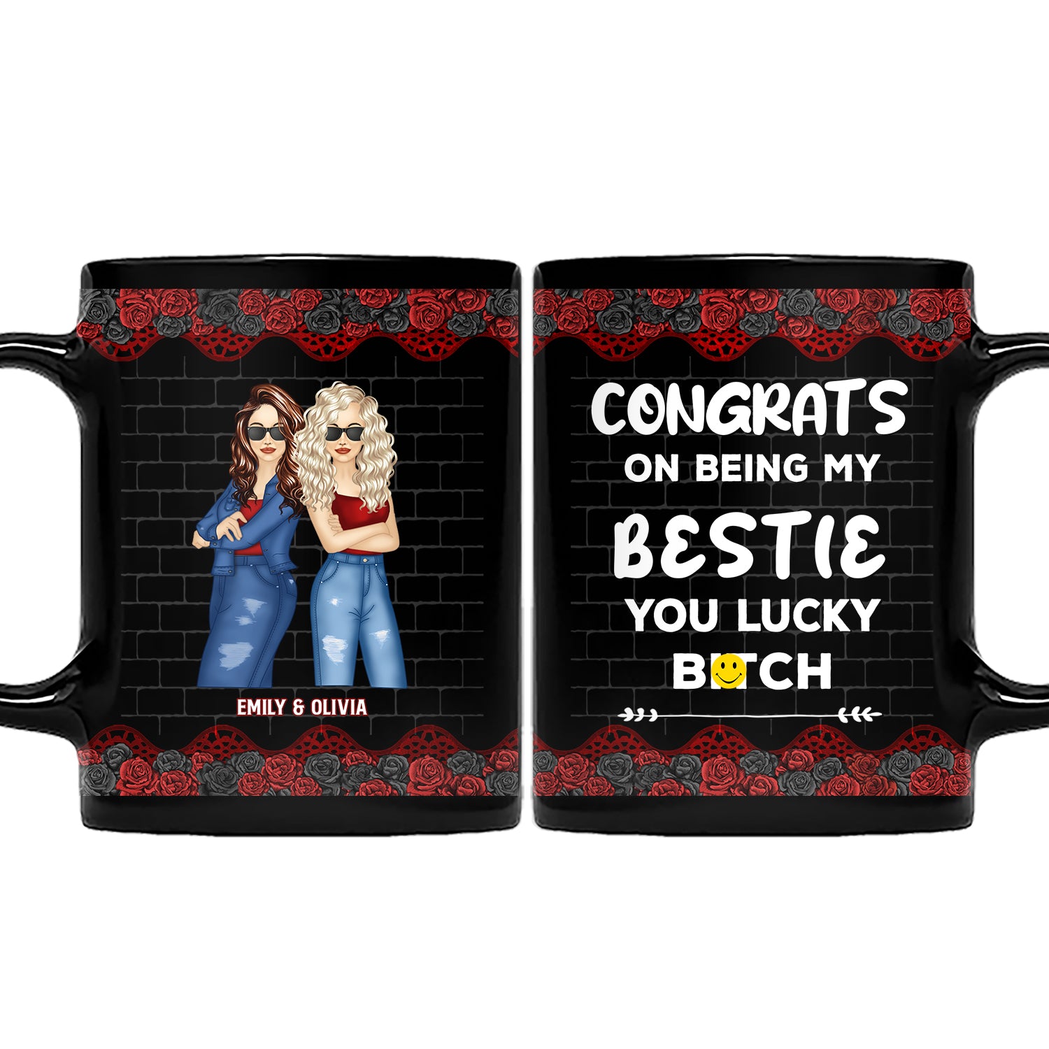 Black Rose Fashion Congrats On Being My Bestie - Gift For Bestie - Personalized Black Mug