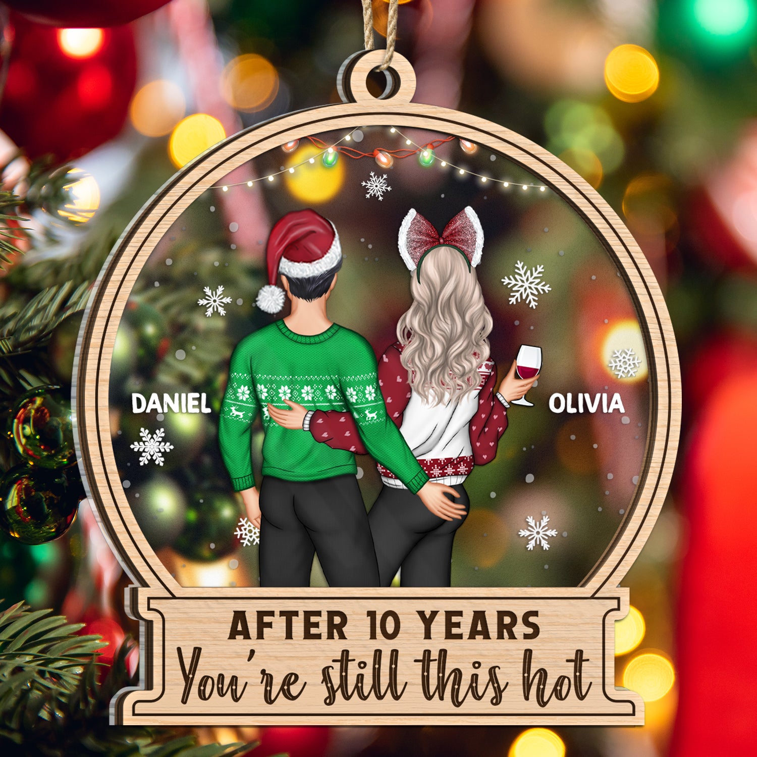 Christmas Couple After Years You Still This Hot - Gift For Couples - Personalized 2-Layered Mix Ornament