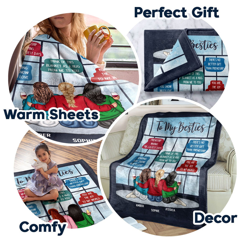 Friendship Warms The Coldest Days - Gift For Besties - Personalized Fleece Blanket