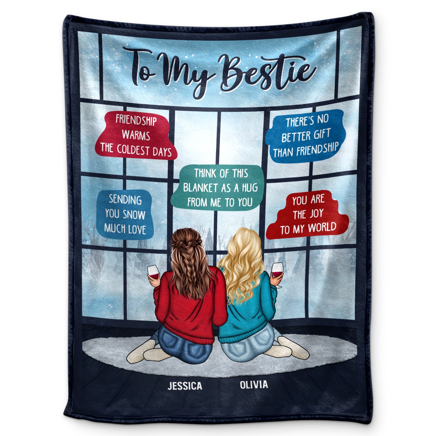 Friendship Warms The Coldest Days - Gift For Besties - Personalized Fleece Blanket