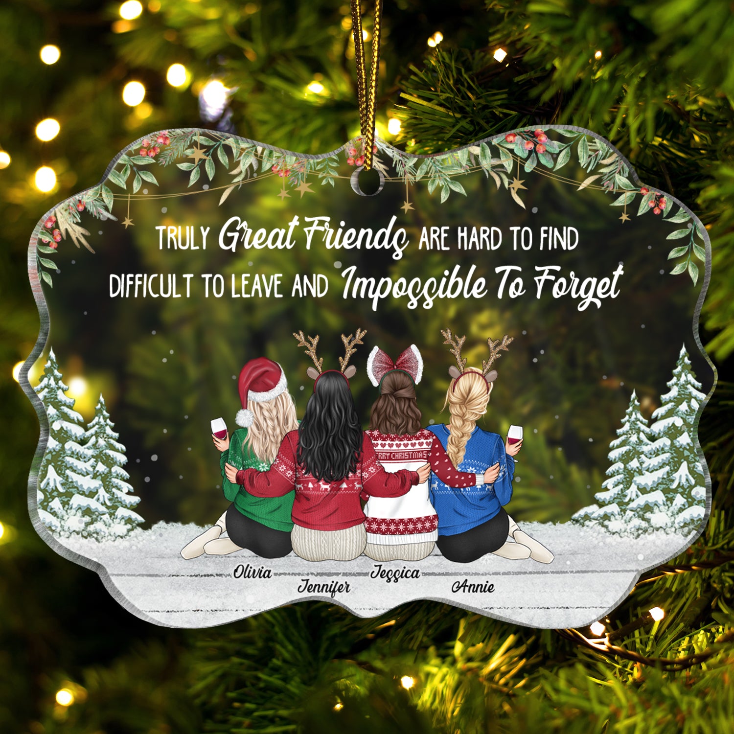 Truly Great Friends - Christmas, Gift For Bestie - Personalized Medallion Acrylic Ornament
