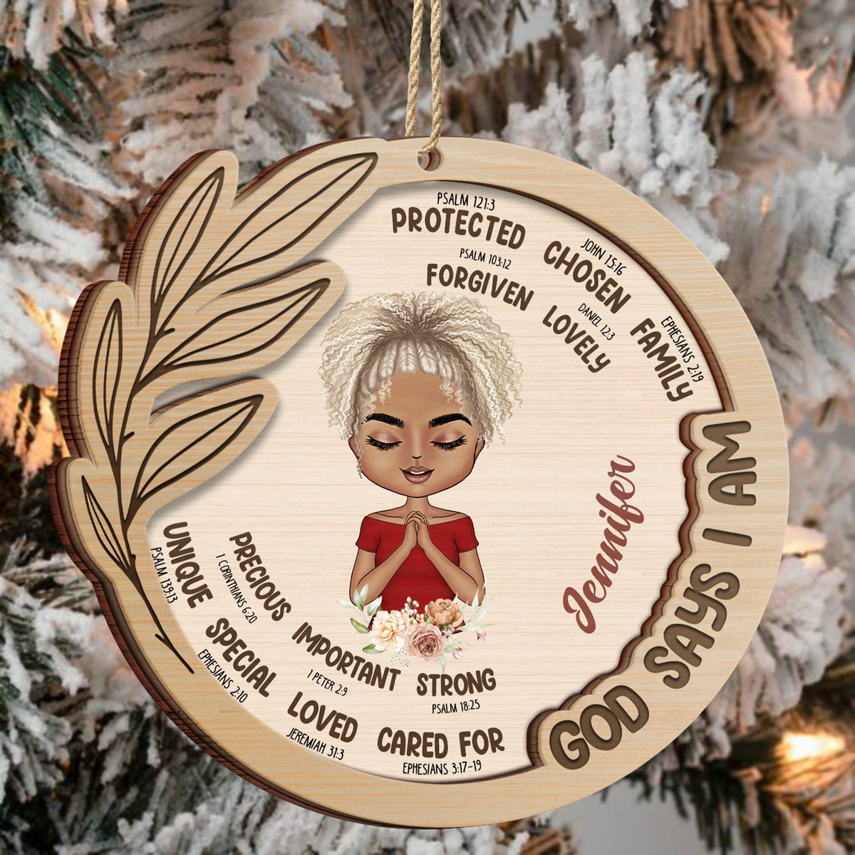 God Says That I Am - Christmas Gift For Women - Personalized 2-Layered Wooden Ornament