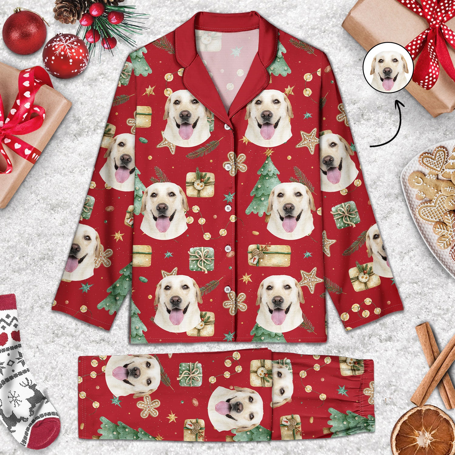 Custom Photo Dog Cat Mom Dad - Christmas, Gift For Family - Personalized Long Pajamas Set
