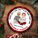 Christmas Couple Turns Out I Like You A Lot More - Gift For Couples - Personalized Circle Ceramic Ornament