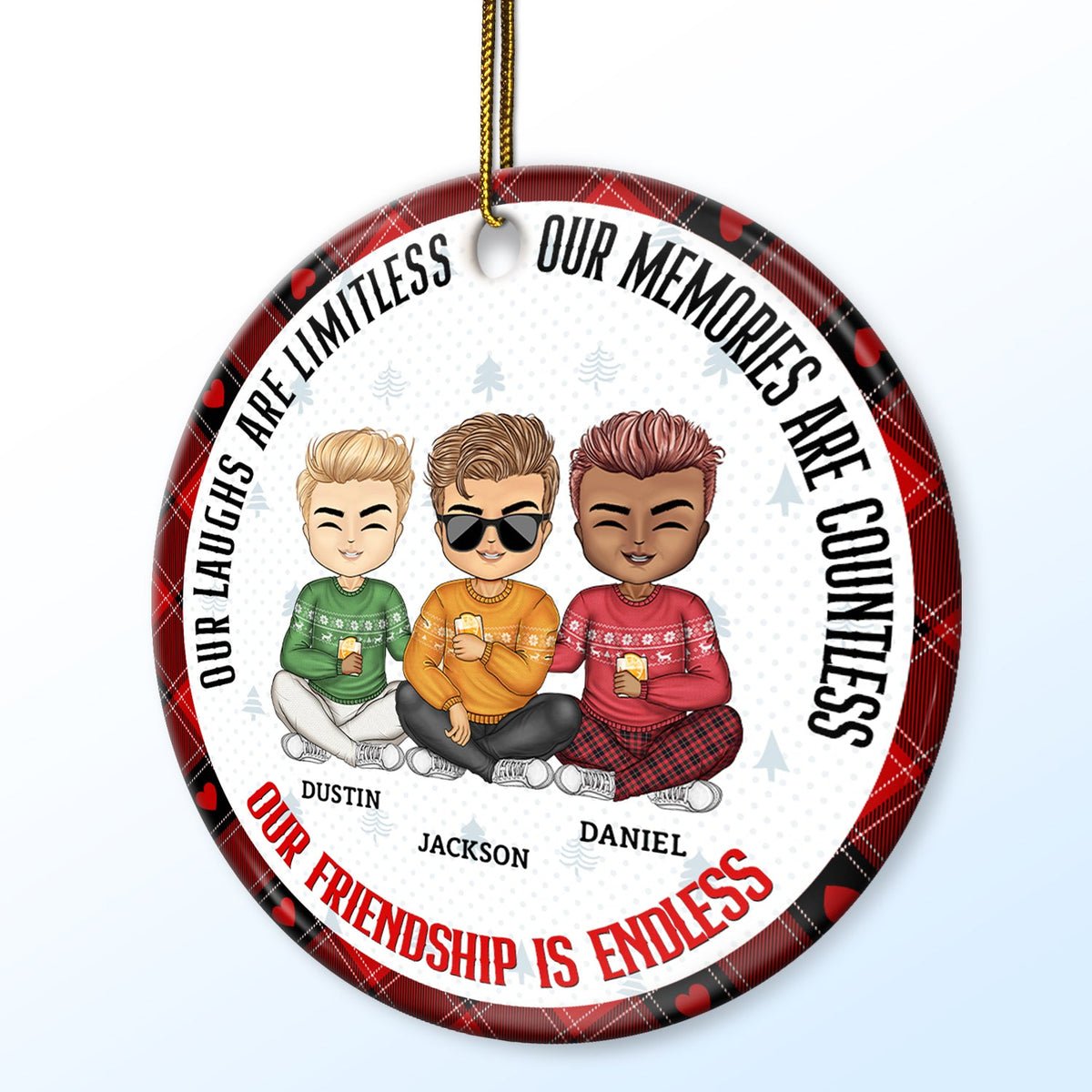 Christmas Bestie Our Friendship Is Endless - Gift For Bestie - Personalized Circle Ceramic Ornament