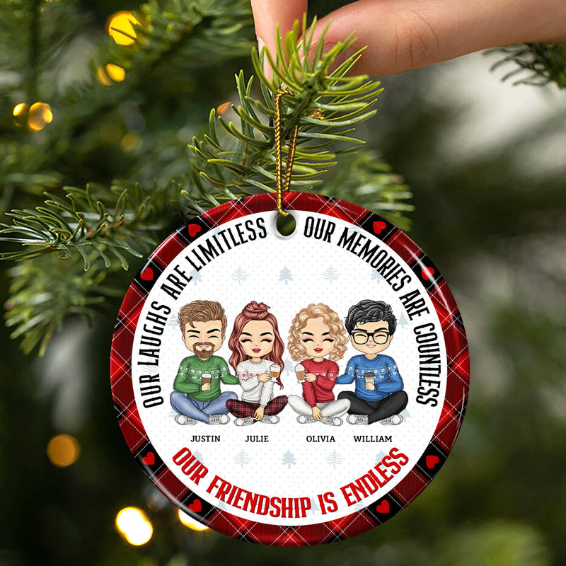Christmas Bestie Our Friendship Is Endless - Gift For Bestie - Personalized Circle Ceramic Ornament