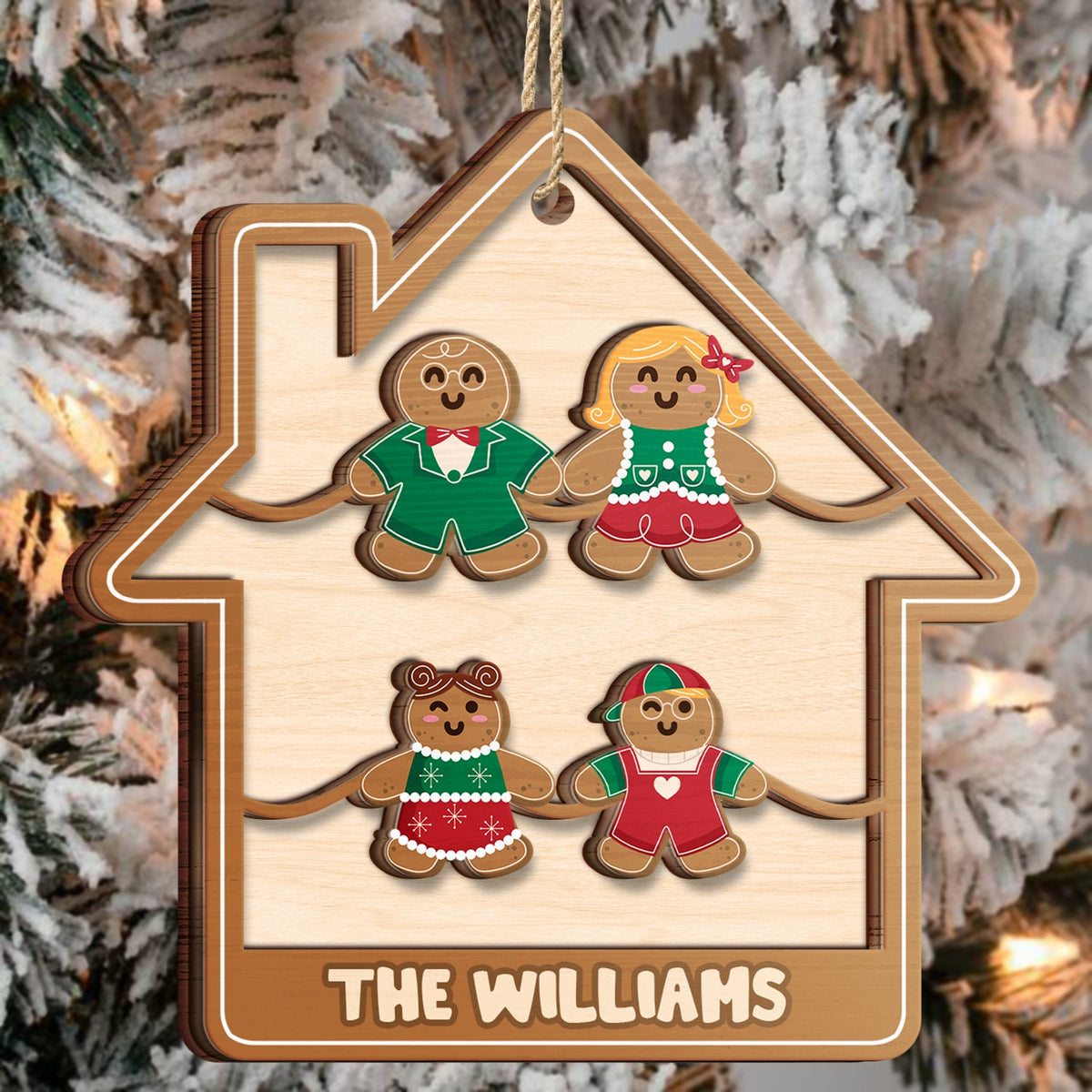 Gingerbread Cookies Pet Family - Christmas, Gift For Family - Personalized 2-Layered Wooden Ornament