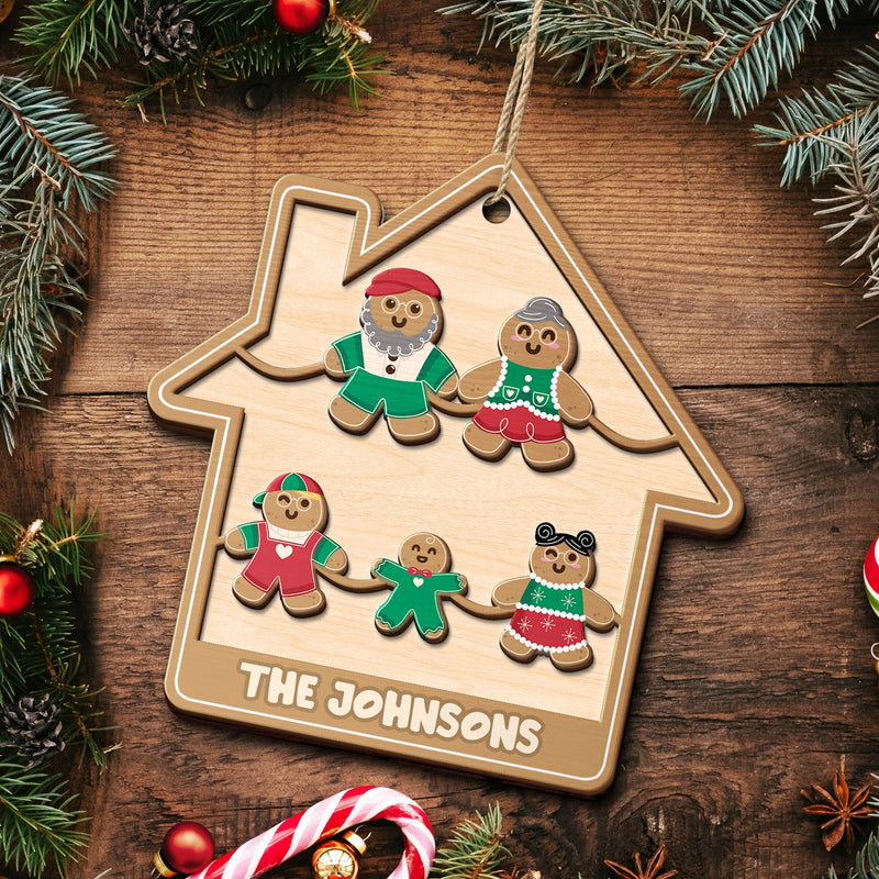 Gingerbread Cookies Pet Family - Christmas, Gift For Family - Personalized 2-Layered Wooden Ornament