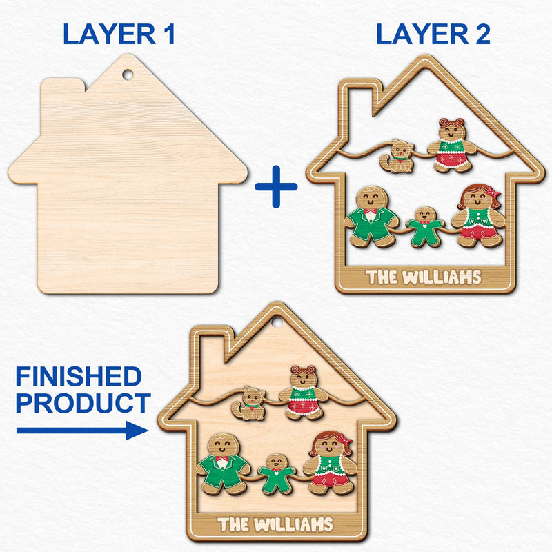 Gingerbread Cookies Pet Family - Christmas, Gift For Family - Personalized 2-Layered Wooden Ornament