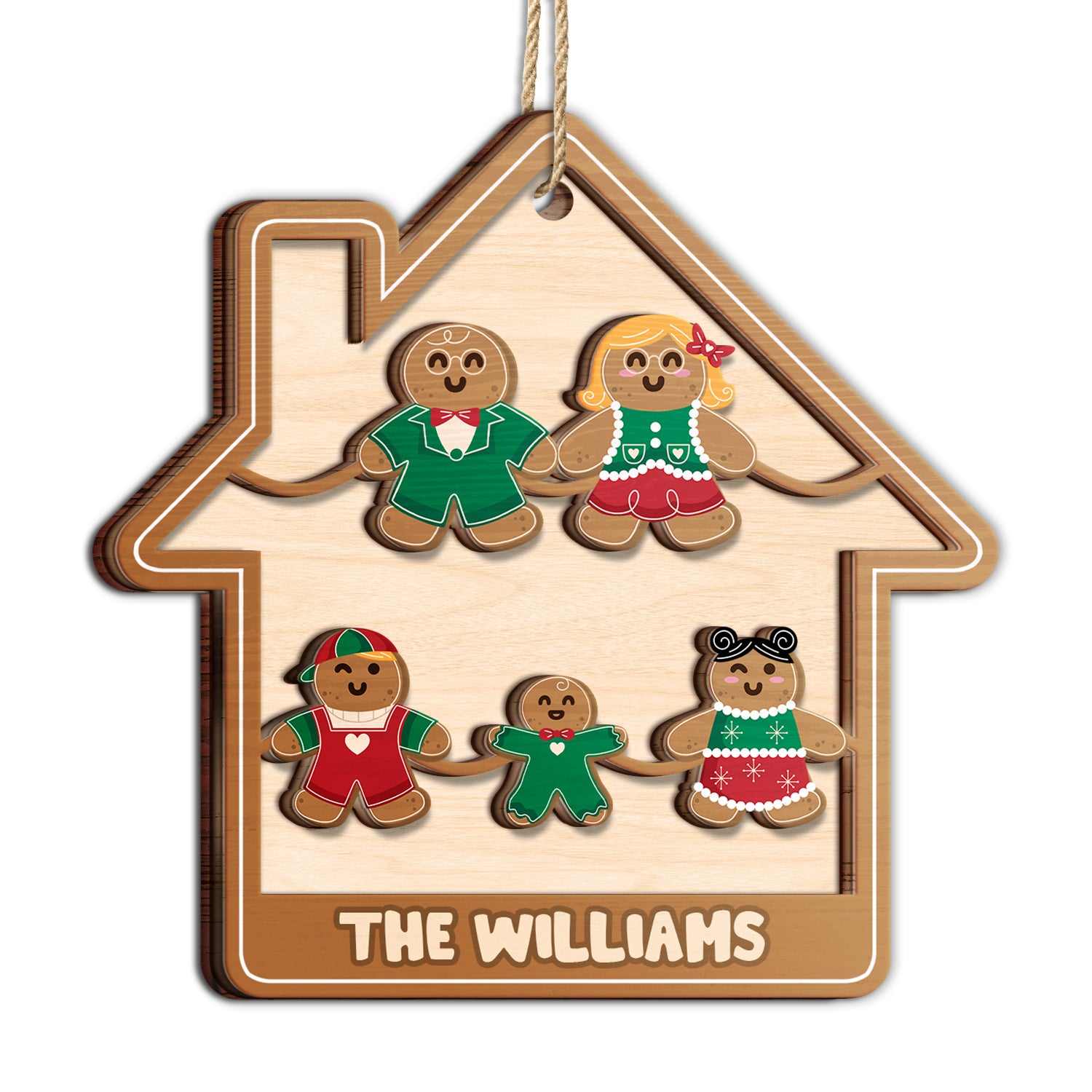 Gingerbread Cookies Pet Family - Christmas, Gift For Family - Personalized 2-Layered Wooden Ornament