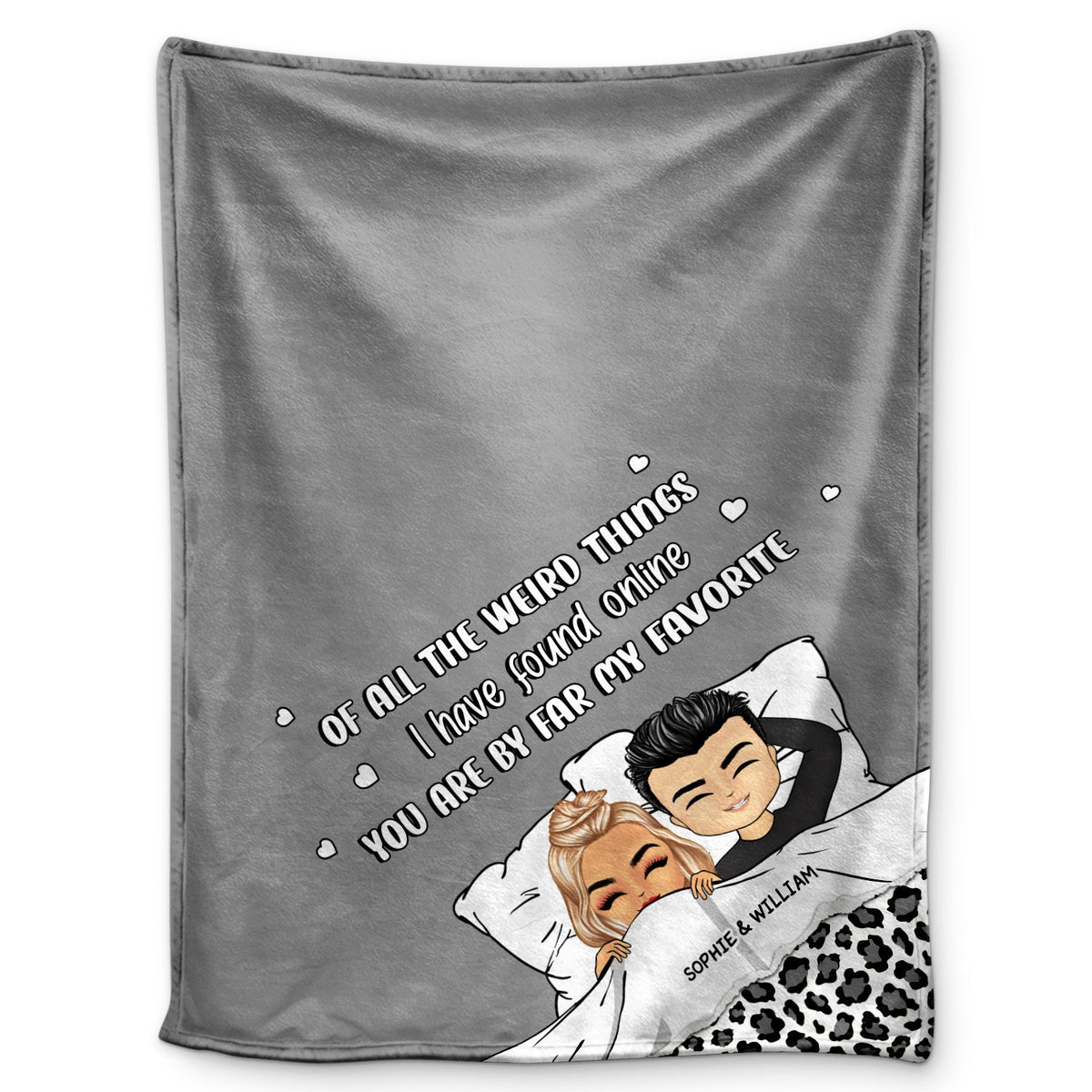 Couple Chibi Tu es mon préféré - Cadeau pour couple - Couverture polaire personnalisée