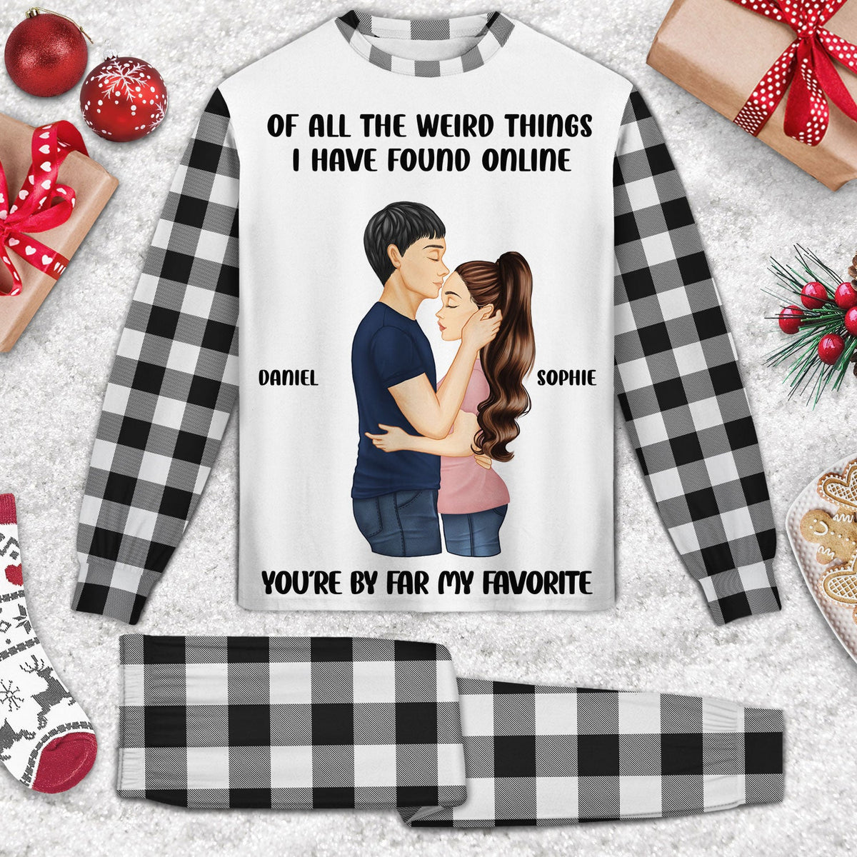Couple My Favorite By Far - Gift For Couples - Personalized Unisex Pajamas Set