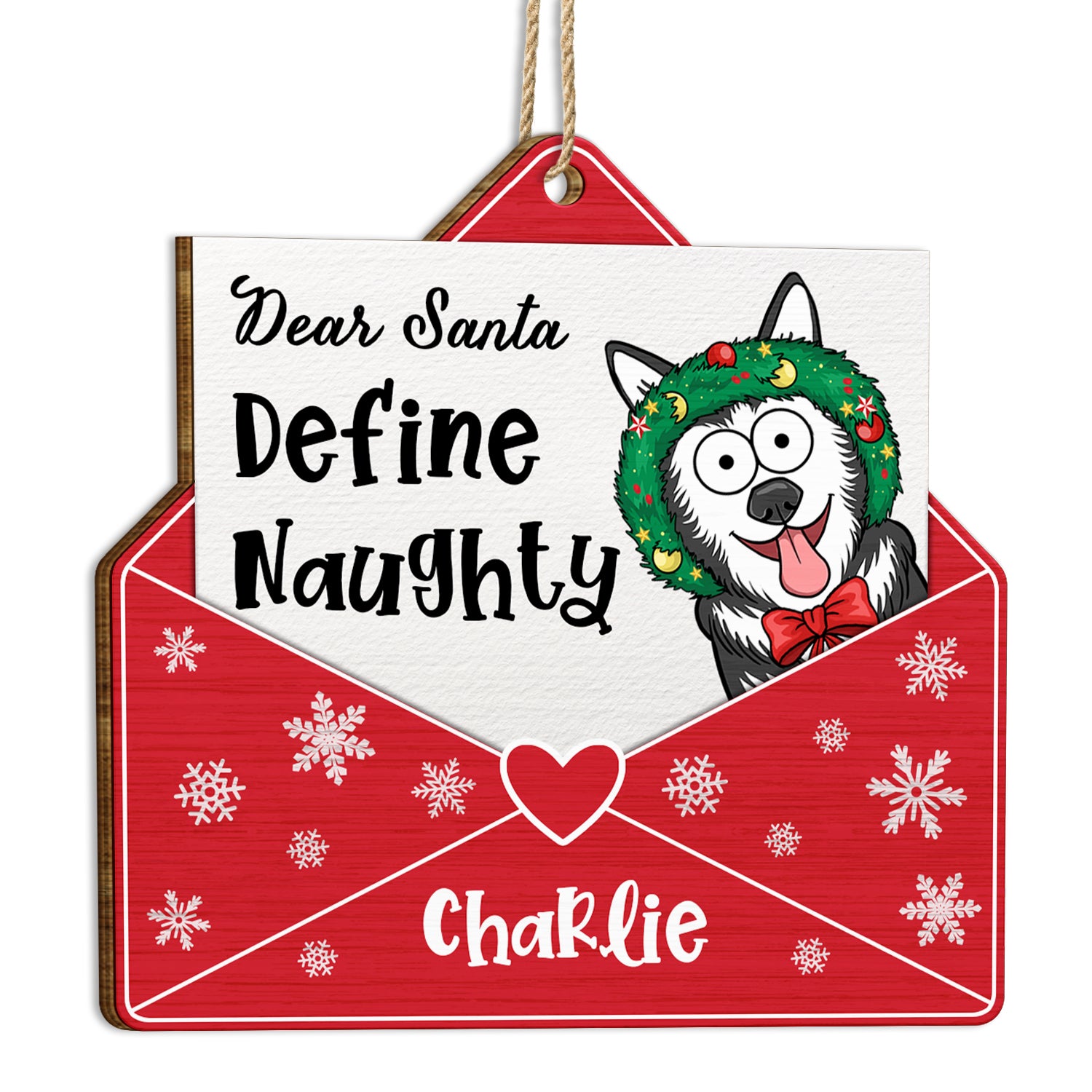 Dear Santa - Christmas Gift For Dog Lovers - Personalized Custom Shaped Wooden Ornament