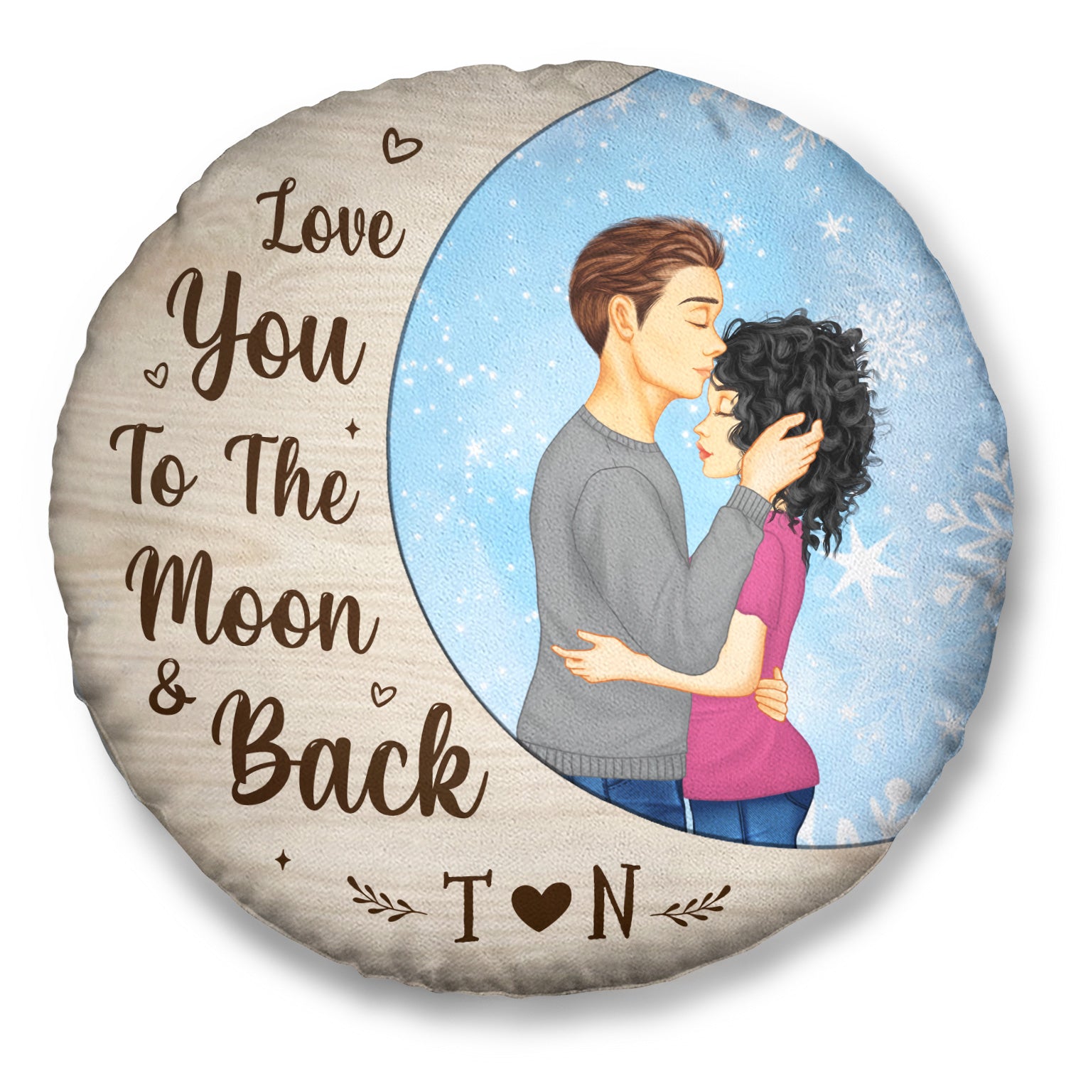 Love You To The Moon - Gift For Couples - Personalized Round Pillow