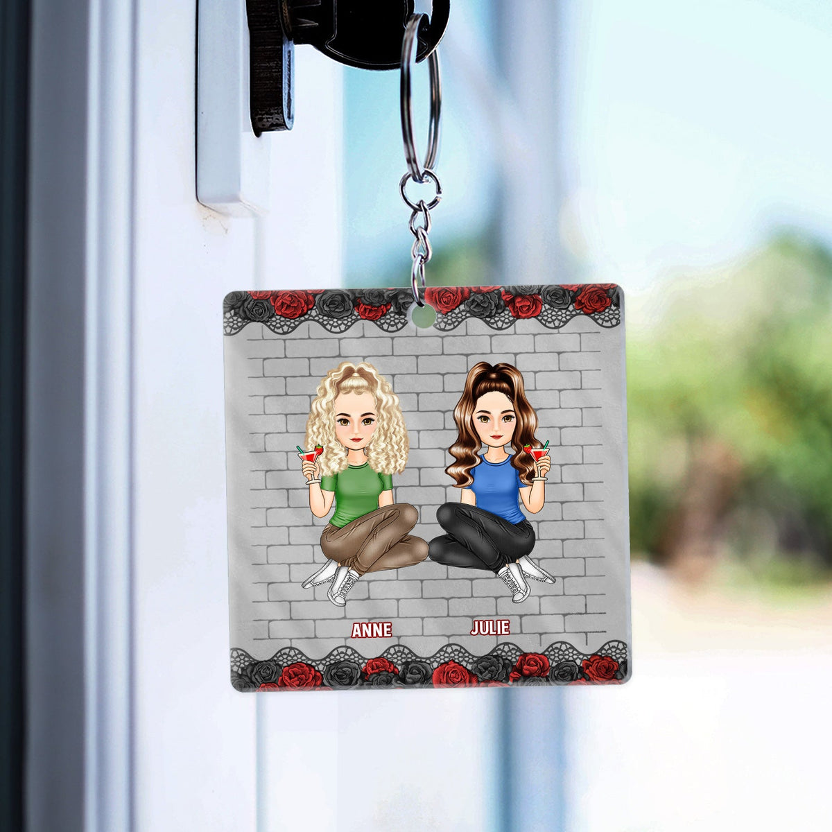 Bestie Fashion Black Rose Congrats On Being My Bestie - Gift For Bestie - Personalized Acrylic Keychain