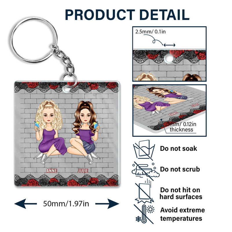 Bestie Fashion Black Rose Congrats On Being My Bestie - Gift For Bestie - Personalized Acrylic Keychain