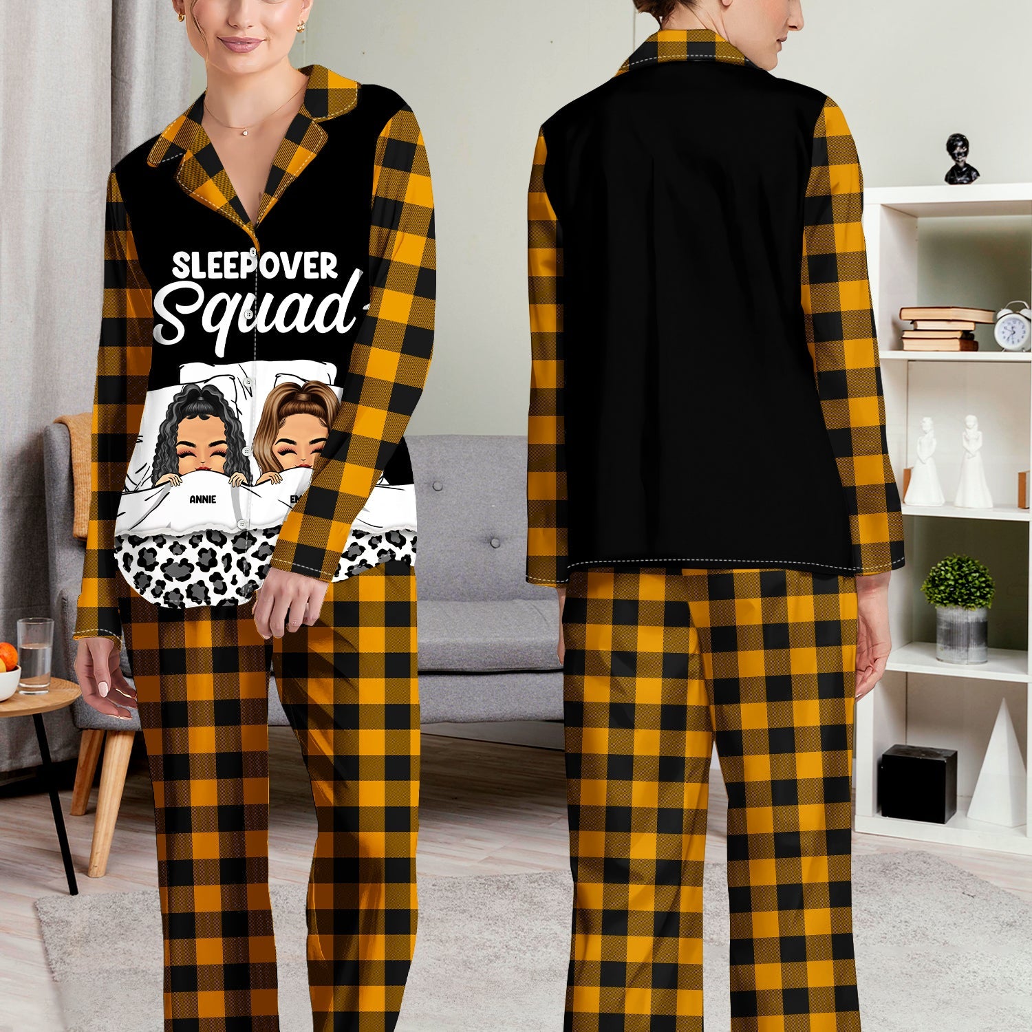 Bestie Sleepover Party Pajamas - Gift For Besties - Personalized Long Pajamas Set