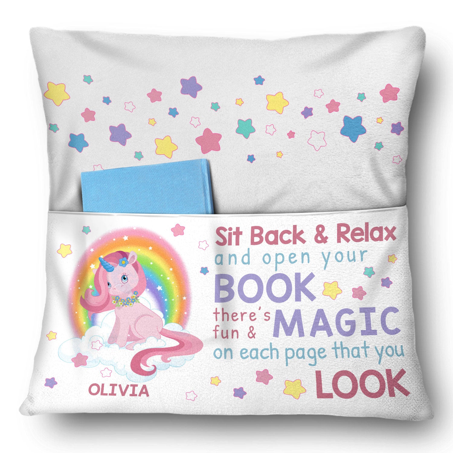 Sit Back And Relax Open Your Book - Gift For Kids - Personalized Pocket Pillow