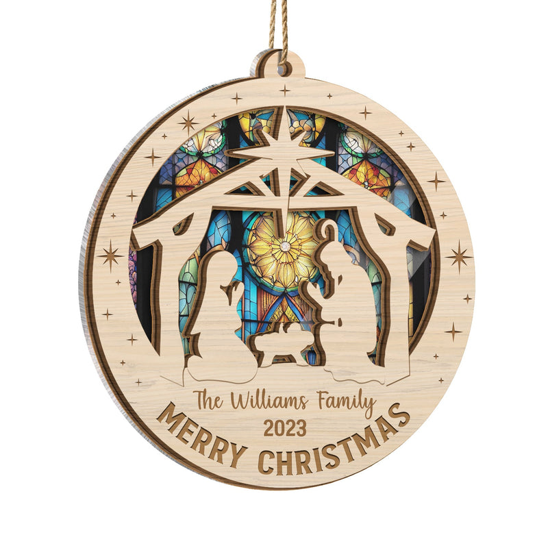 O Holy Night - Christmas, Family Gift - Personalized Suncatcher Ornament