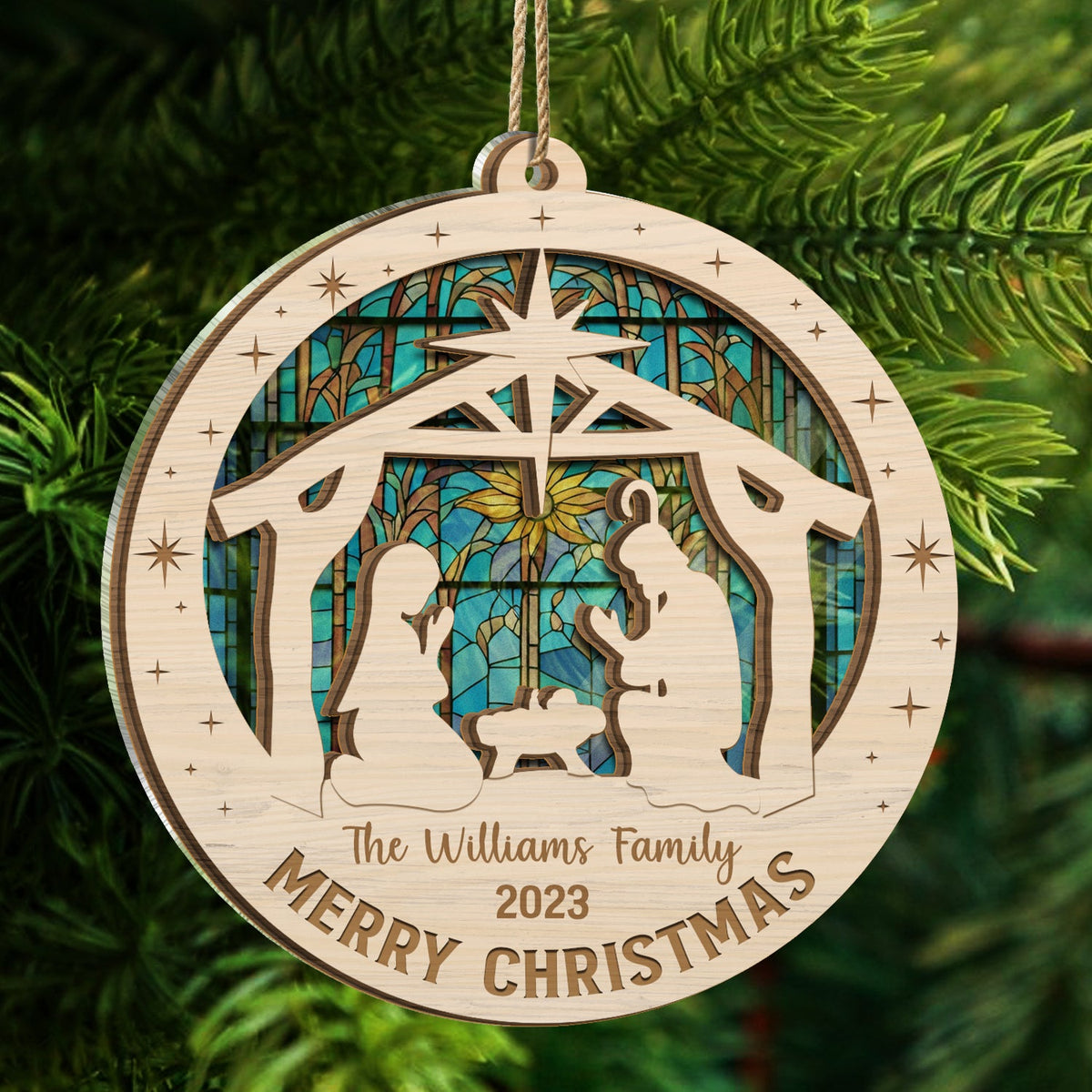 O Holy Night - Christmas, Family Gift - Personalized Suncatcher Ornament