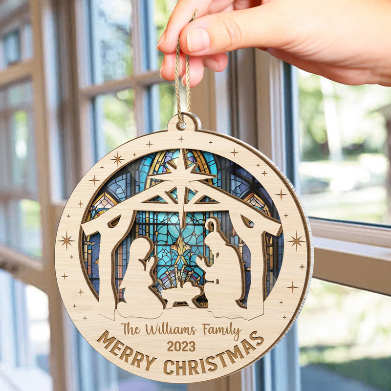 O Holy Night - Christmas, Family Gift - Personalized Suncatcher Ornament