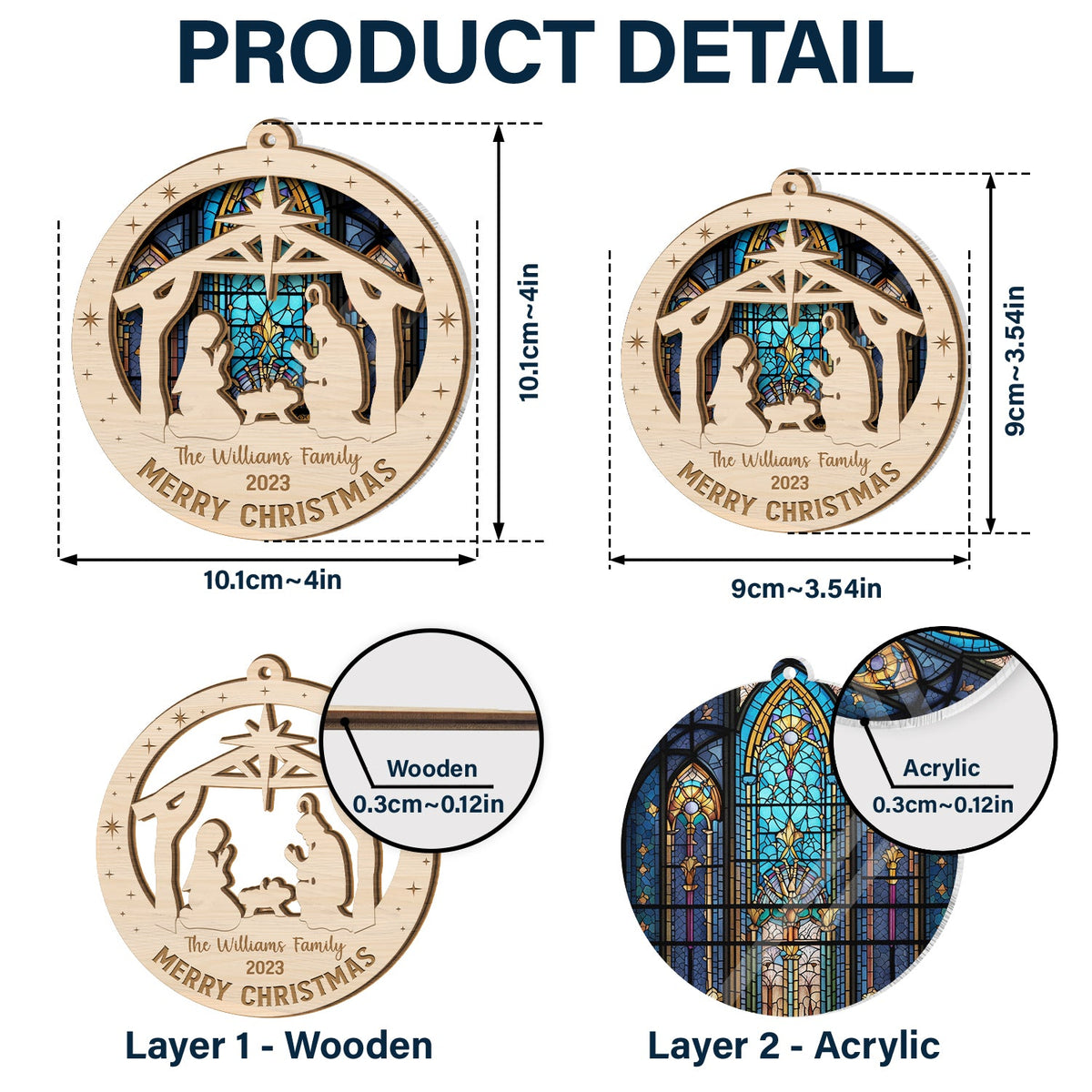 O Holy Night - Christmas, Family Gift - Personalized Suncatcher Ornament