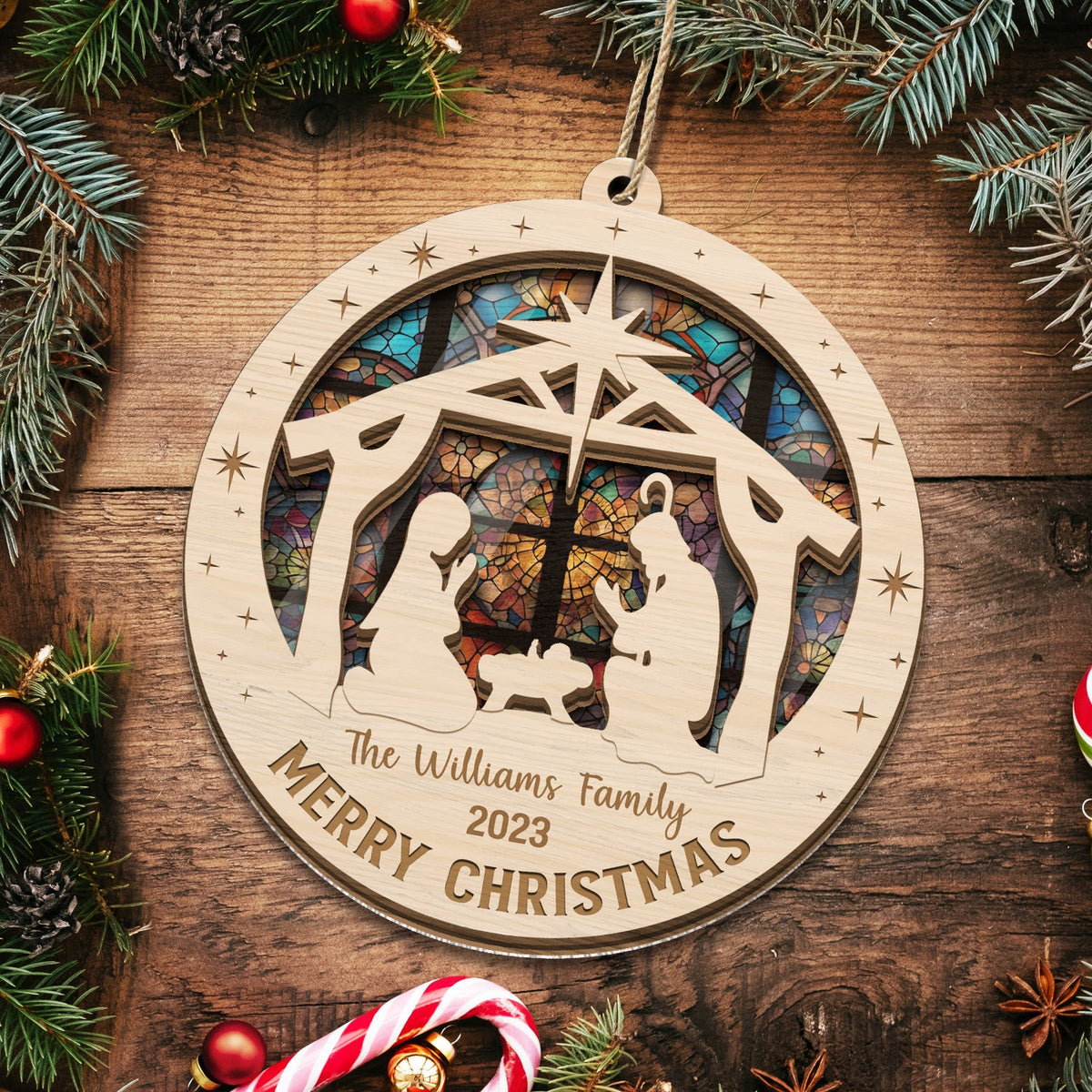 O Holy Night - Christmas, Family Gift - Personalized Suncatcher Ornament