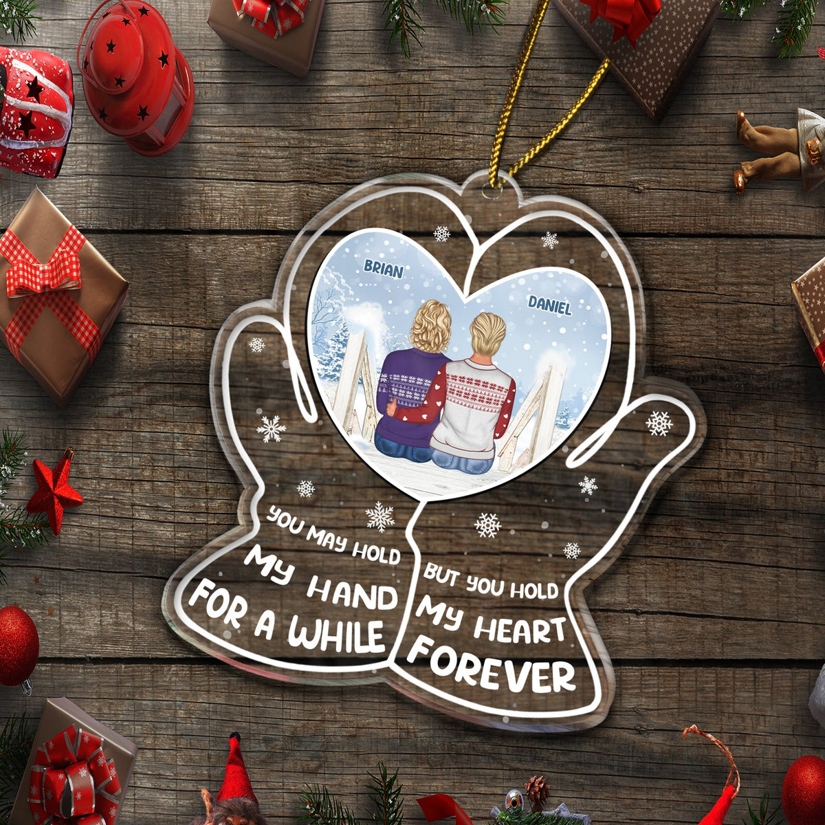 Hold My Heart - Christmas Gift For Couples - Personalized Custom Shaped Acrylic Ornament