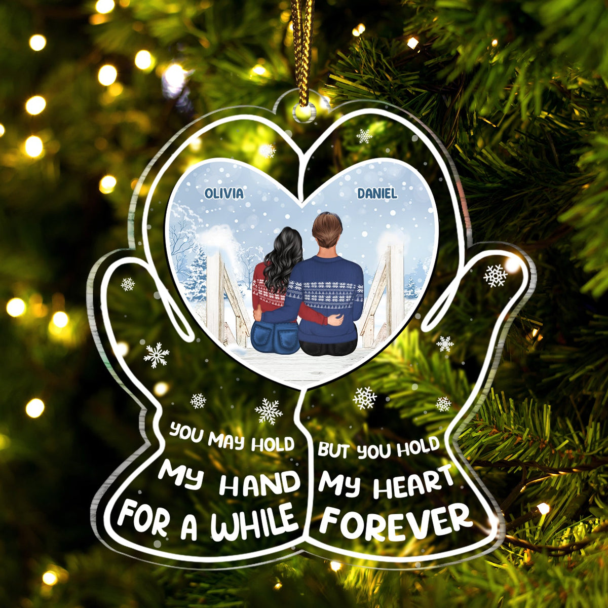 Hold My Heart - Christmas Gift For Couples - Personalized Custom Shaped Acrylic Ornament