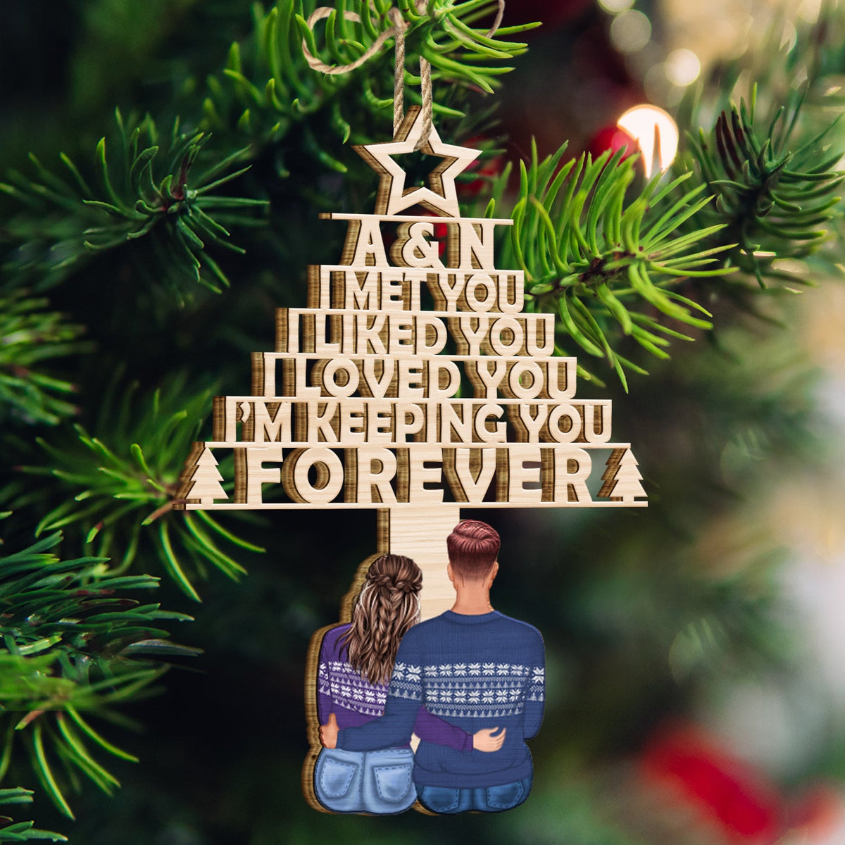 I'm Keeping You - Christmas Gift For Couple - Personalized Wooden Cutout Ornament