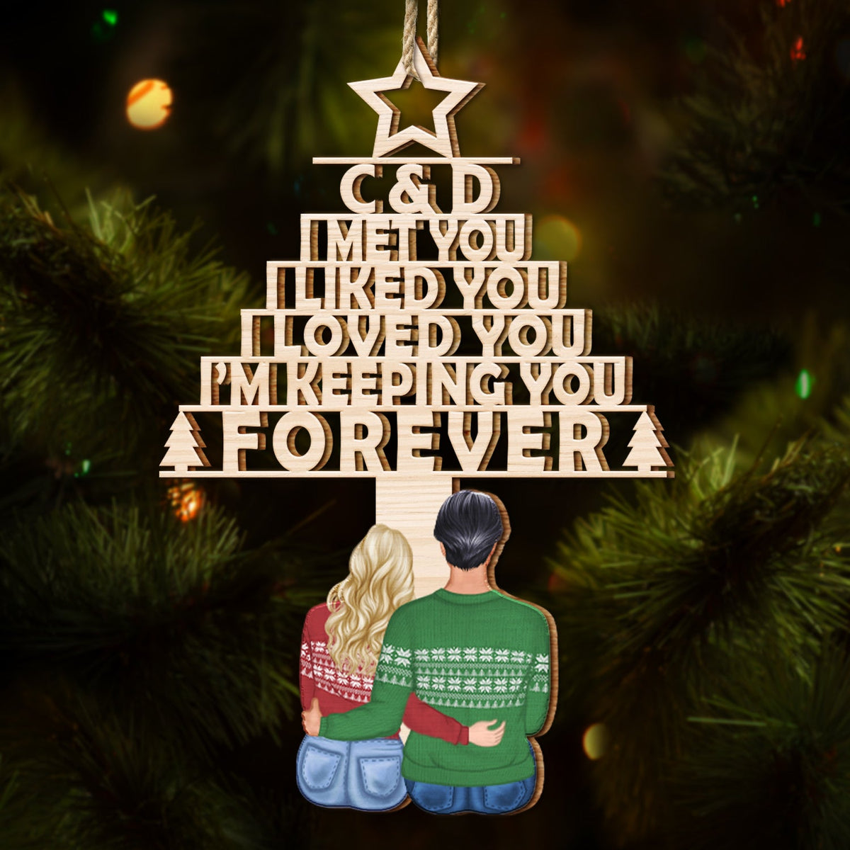 I'm Keeping You - Christmas Gift For Couple - Personalized Wooden Cutout Ornament
