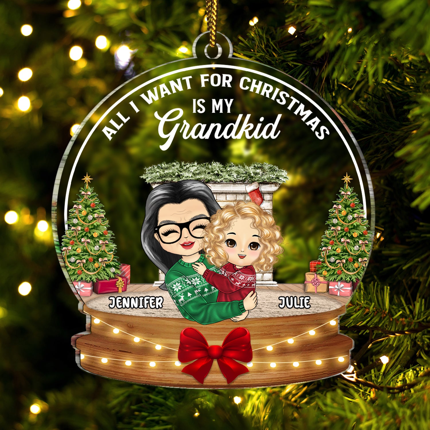 All I Want For Christmas Is My Grandkid - Christmas Gift For Grandma - Personalized Custom Shaped Acrylic Ornament