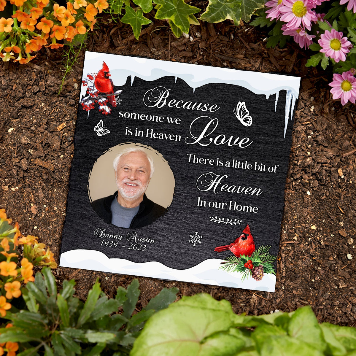 Custom Photo Someone We Love Is In Heaven - Memorial Gift - Personalized Rectangle Memorial Garden Stone