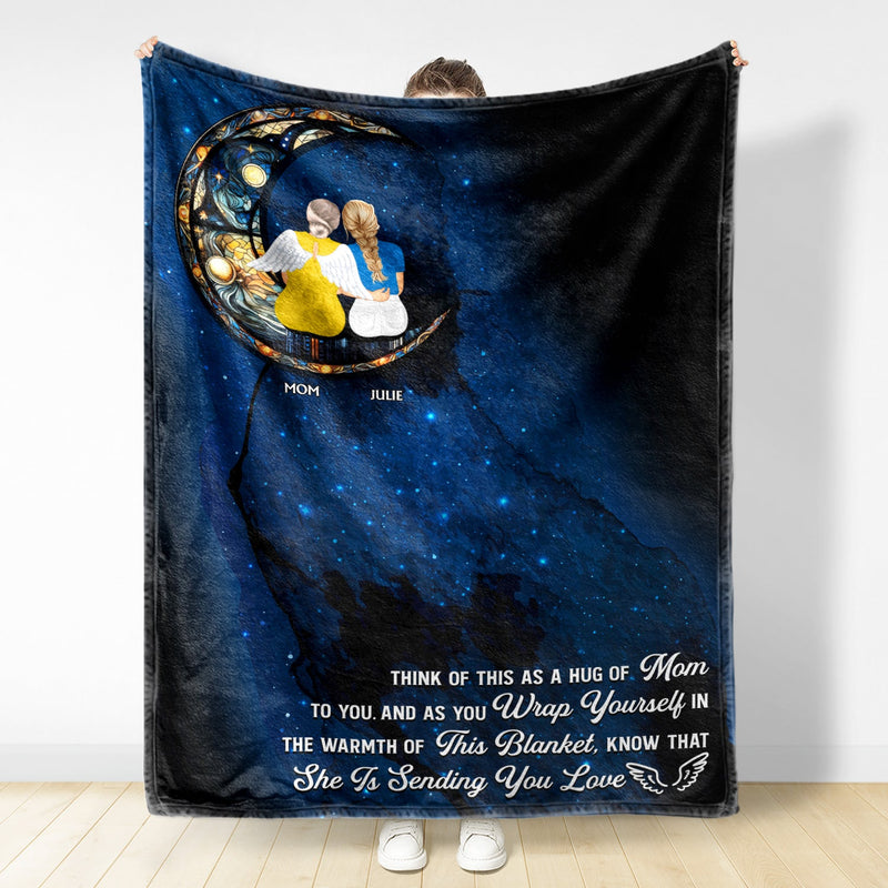 A Hug Of Mom - Memorial Gift For Daughter - Personalized Fleece Blanket