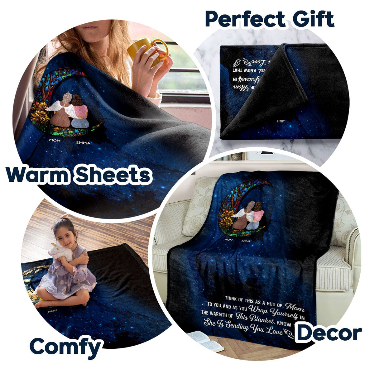 A Hug Of Mom - Memorial Gift For Daughter - Personalized Fleece Blanket