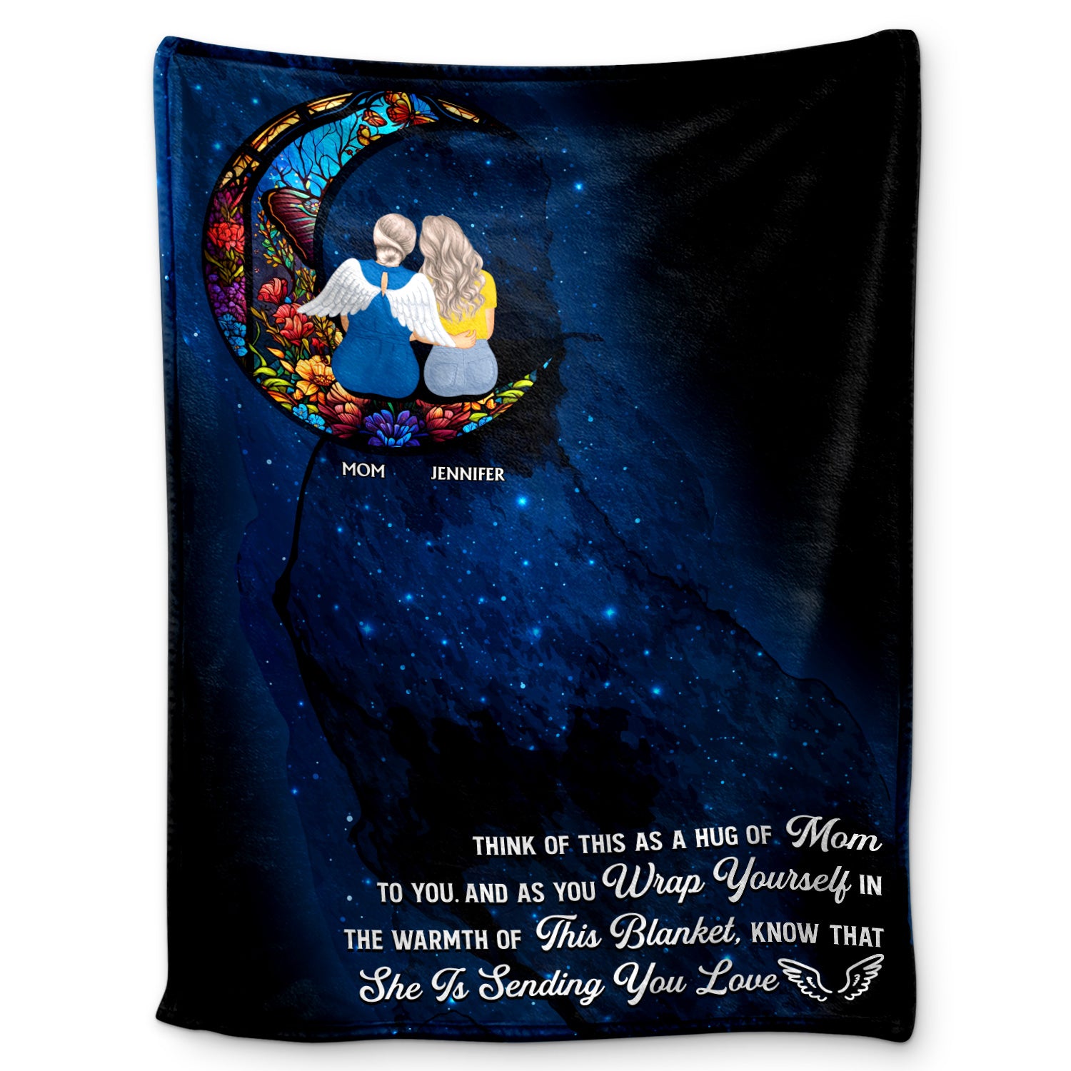 A Hug Of Mom - Memorial Gift For Daughter - Personalized Fleece Blanket