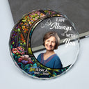Custom Photo Always With You - Christmas Memorial Gift - Personalized Circle Glass Ornament