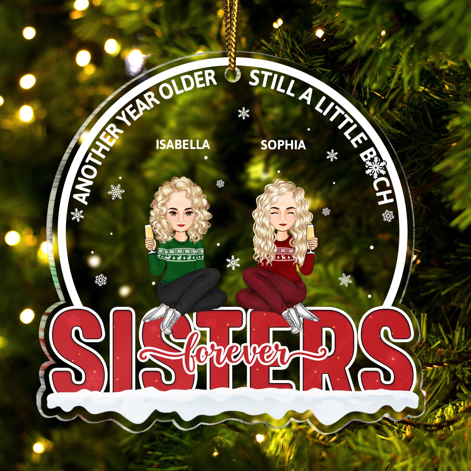Christmas Siblings Another Year Older - Gift For Siblings - Personalized Custom Shaped Acrylic Ornament