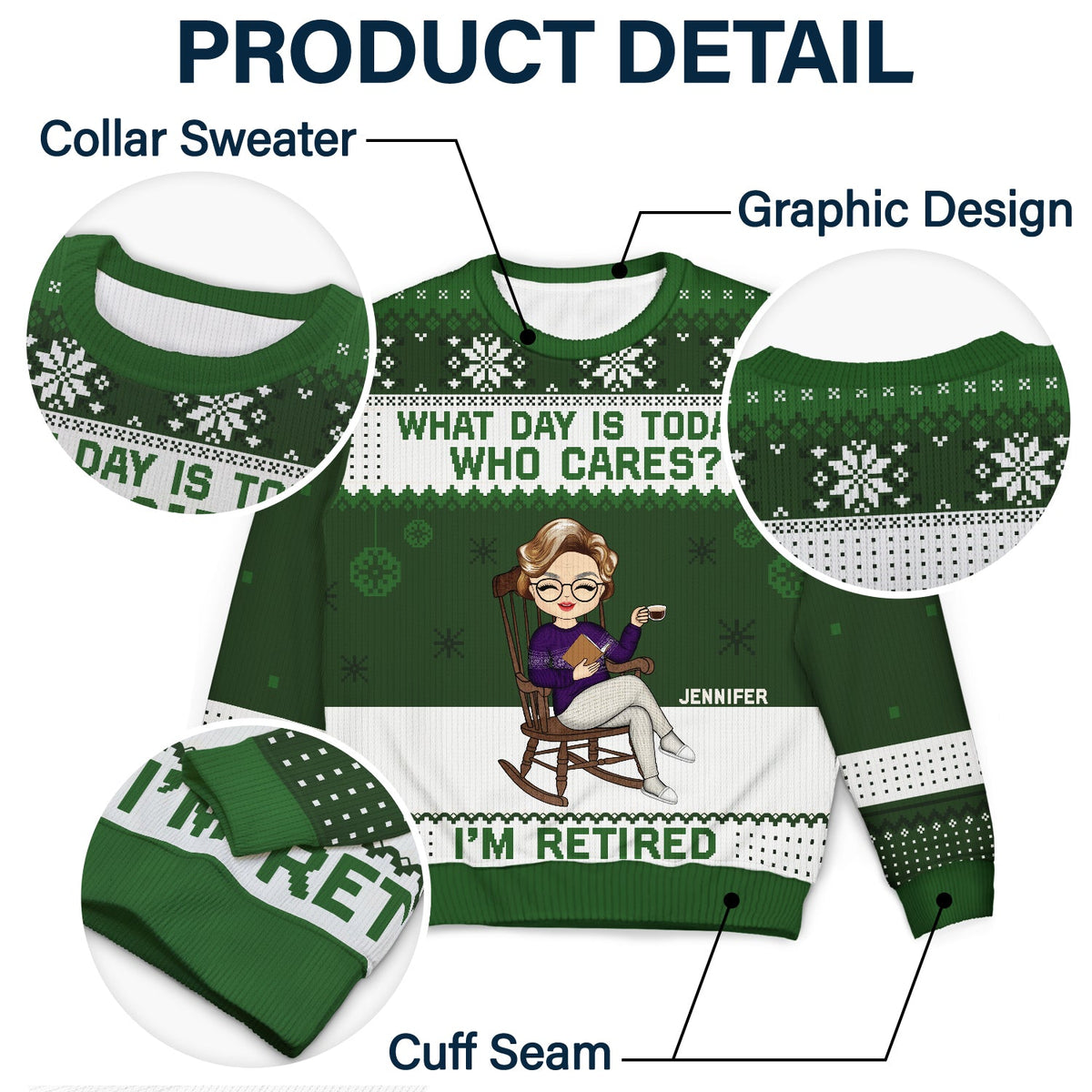 Christmas Retired What Day Is Today - Gift For Retiree - Personalized Unisex Ugly Sweater