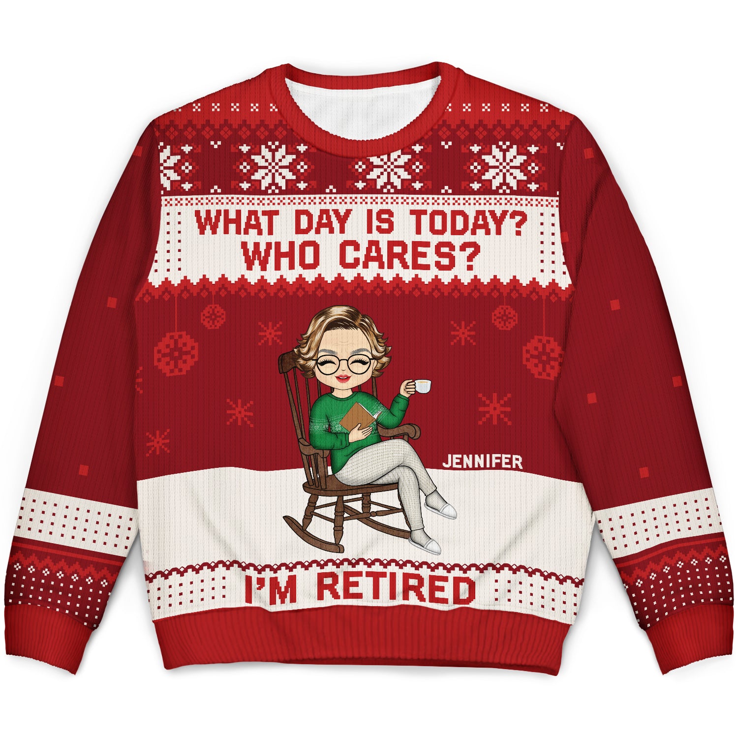 Christmas Retired What Day Is Today - Gift For Retiree - Personalized Unisex Ugly Sweater