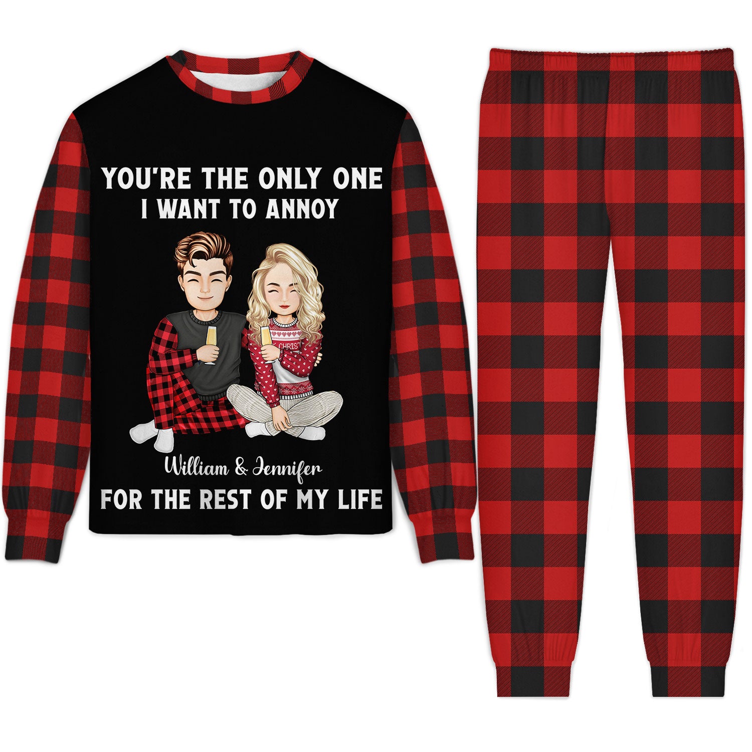 Christmas Couple Only One To Annoy - Gift For Couples - Personalized Unisex Pajamas Set